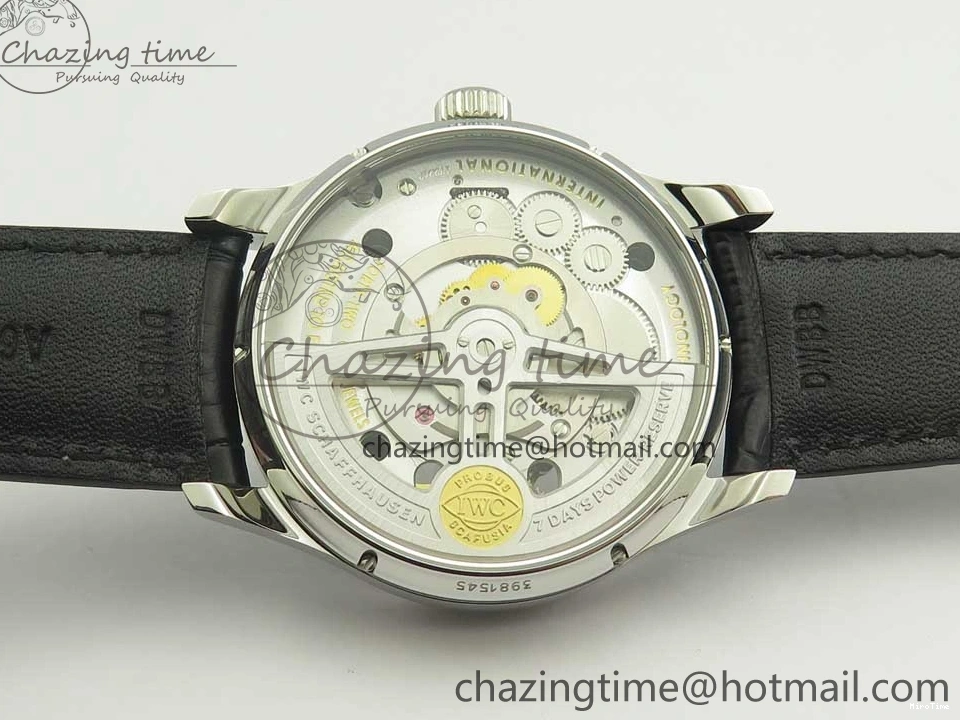 MIROTIME 1218 Efficient Portuguese Tourbillon IW5463 SS ZF Best Edition White Dial on Black Leather Strap 7170